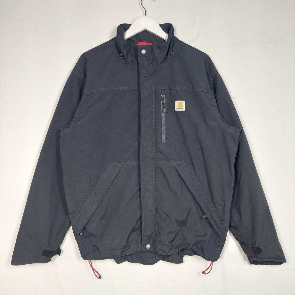 Carhartt Storm Defender Jacket Mens Medium Black Full Zip Hoodless Work Coat